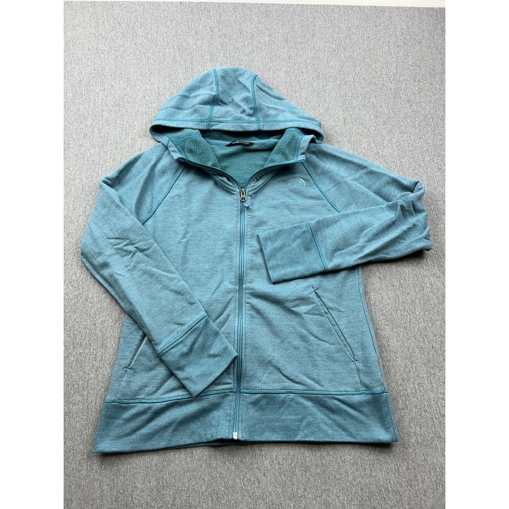 The North Face Hoodie Sweatshirt Womens Large Teal Blue Green Full Zip